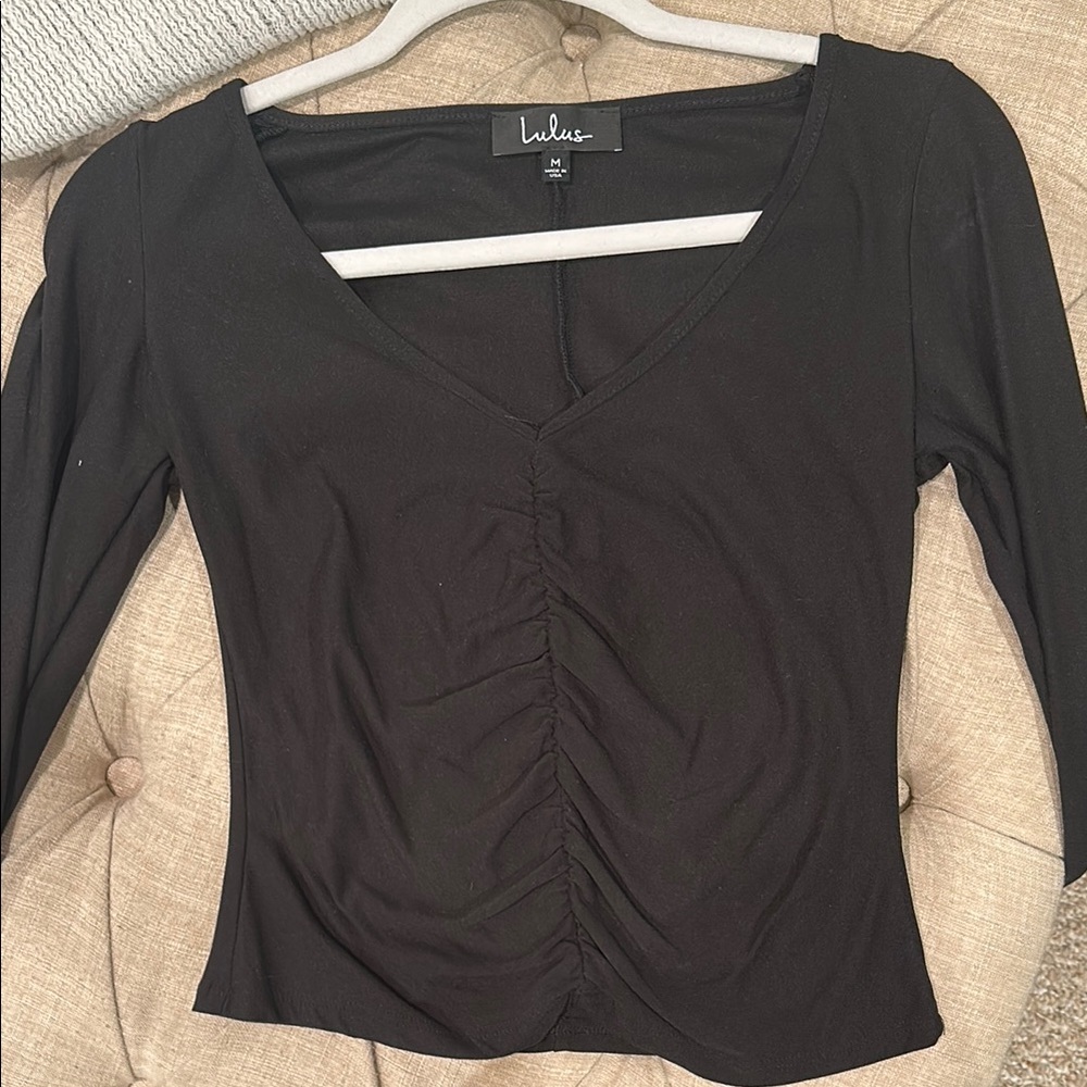 Lulu's Black Ruched Women's Top